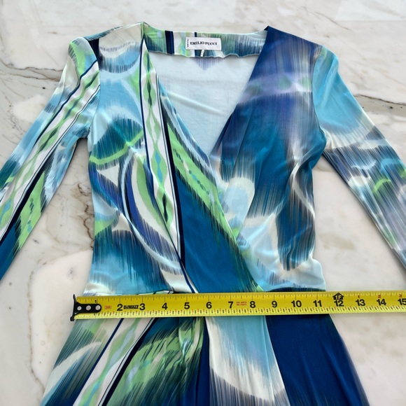 EMILIO PUCCI BLUE MULTI OCEAN PRINT DRESS MODEL 21RGO3 SIZE IT 40 / US 6 - Picture 11 of 16